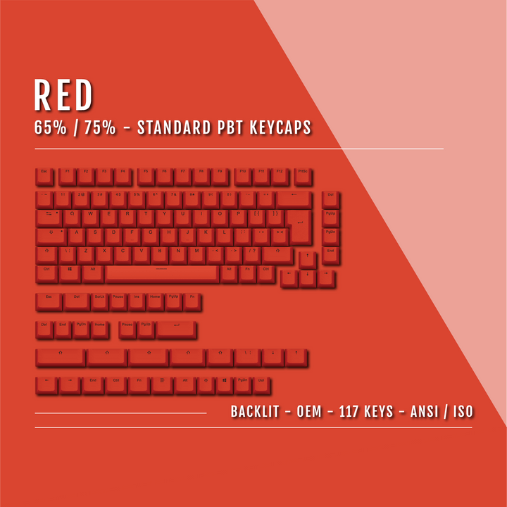 US Red Backlit Keycaps - ISO/ANSI - 65/75% - kromekeycaps