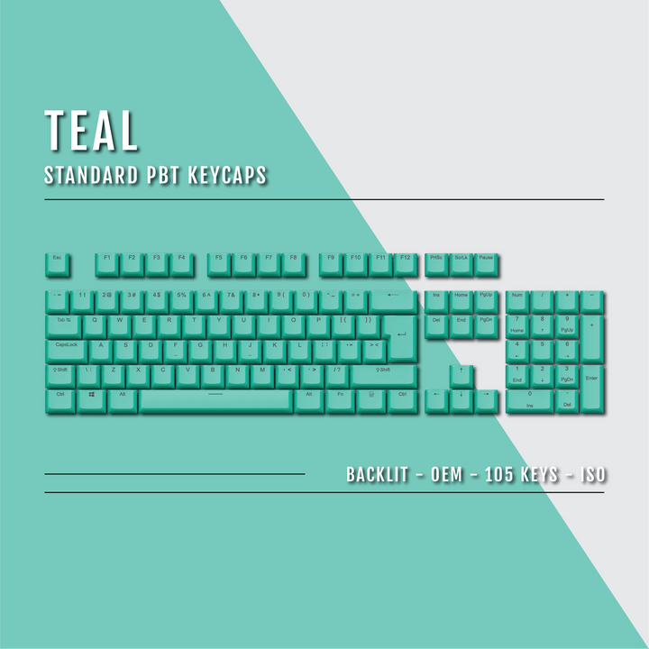 US Teal Backlit Keycaps - ISO/ANSI - 100% - kromekeycaps