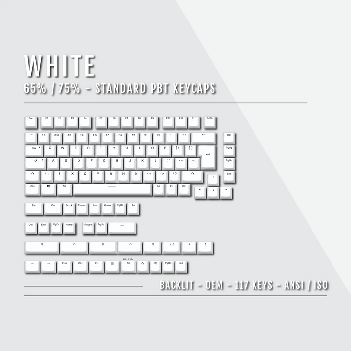 US White Backlit Keycaps - ISO/ANSI - 65/75% - kromekeycaps