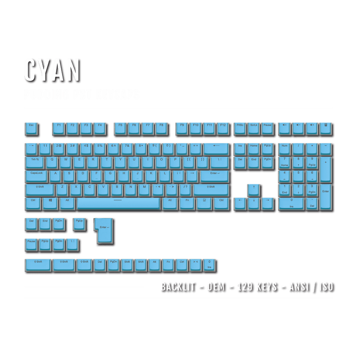 Cyan Backlit PBT Pudding Keycaps