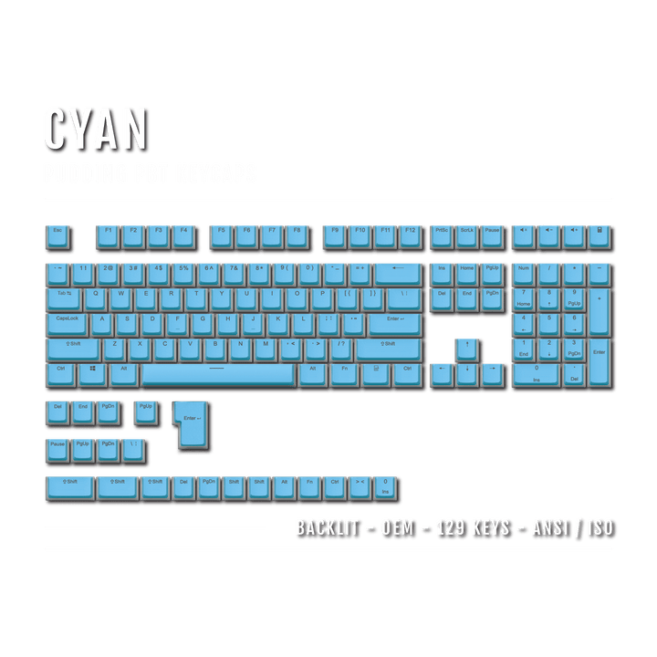 Cyan Backlit PBT Pudding Keycaps Krome Keycaps LTD Pudding Single