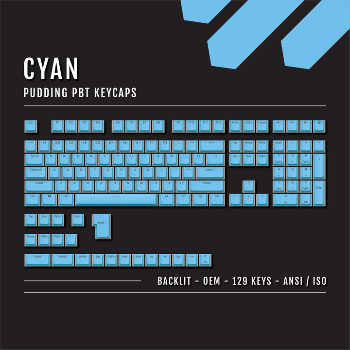 Cyan Backlit PBT Pudding Keycaps Krome Keycaps LTD Pudding Single