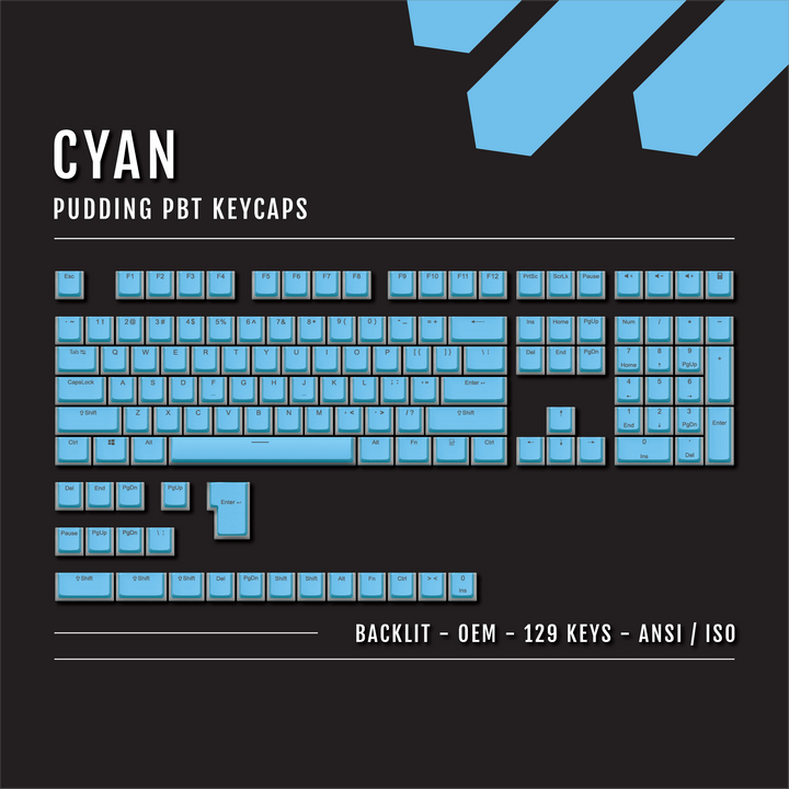 Cyan Backlit PBT Pudding Keycaps