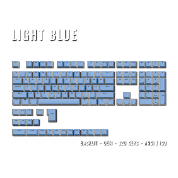 Light Blue Backlit PBT Pudding Keycaps