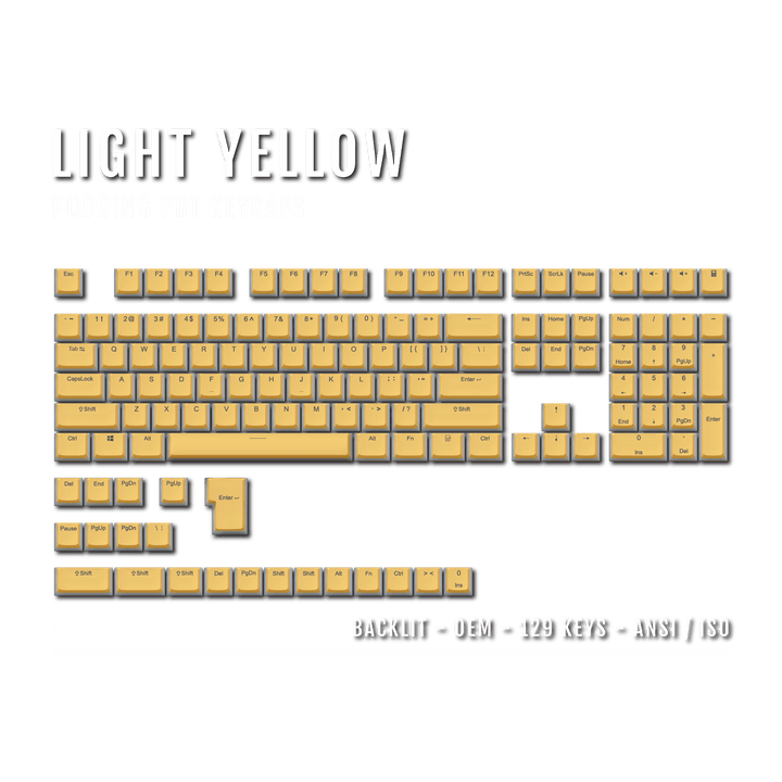 Light Yellow Backlit PBT Pudding Keycaps