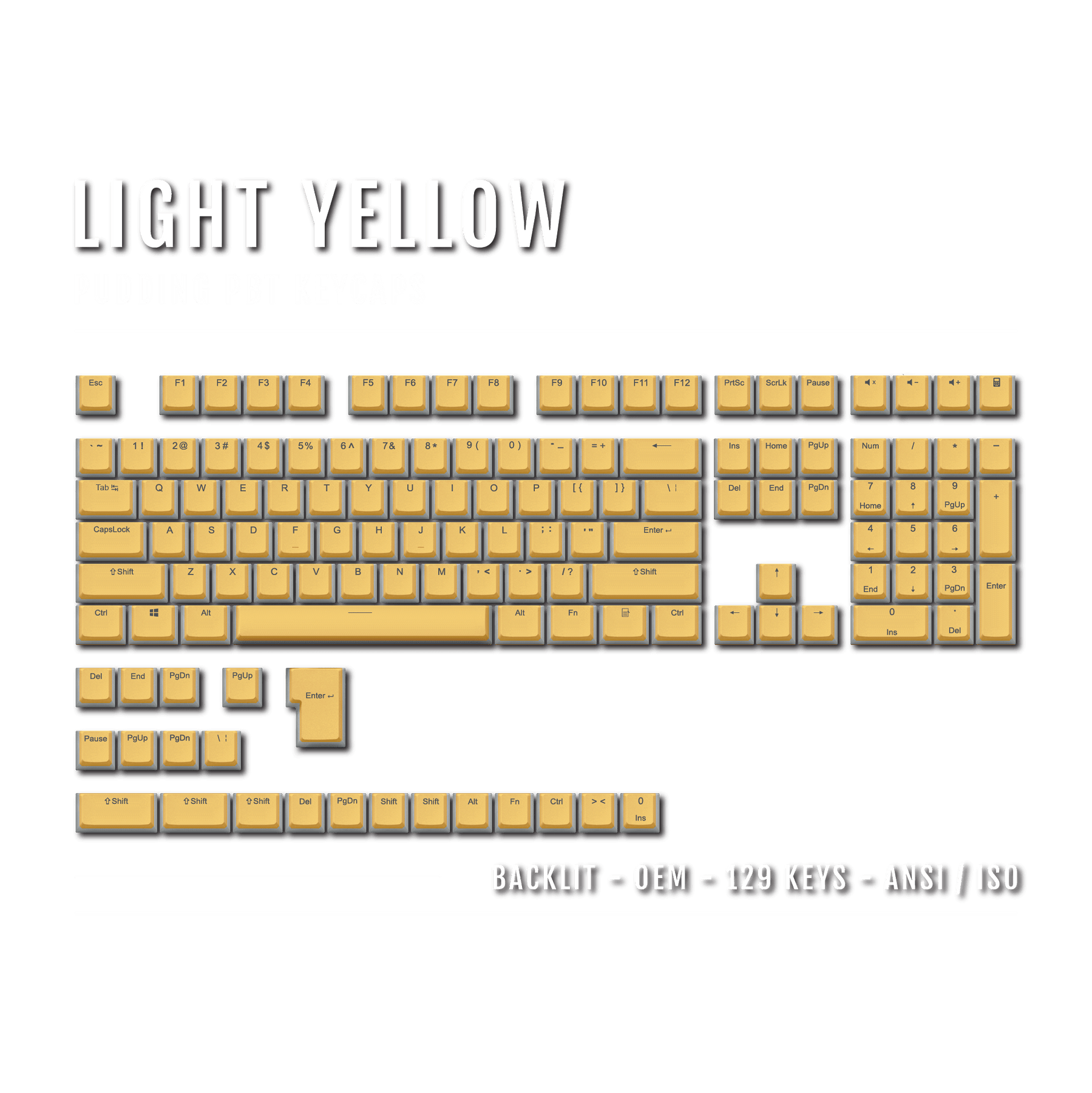 Light Yellow Backlit PBT Pudding Keycaps – Krome Keycaps LTD