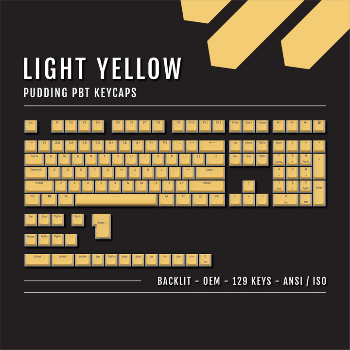 Light Yellow Backlit PBT Pudding Keycaps
