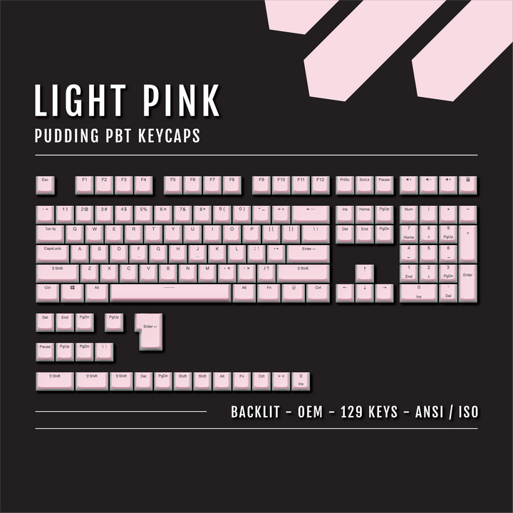 Light Pink Backlit PBT Pudding Keycaps