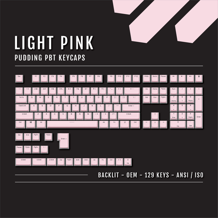 Light Pink Backlit PBT Pudding Keycaps Krome Keycaps LTD Pudding Single