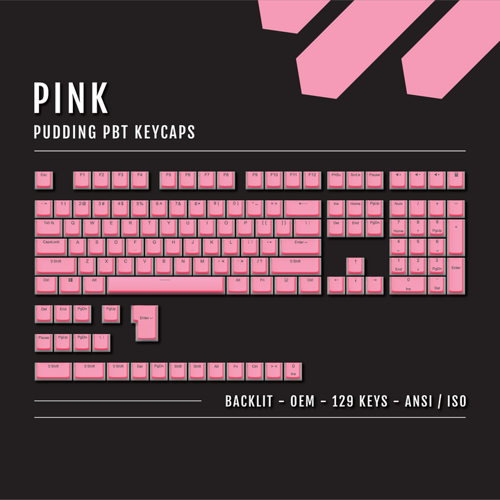 Pink Backlit PBT Pudding Keycaps Krome Keycaps LTD Pudding Single