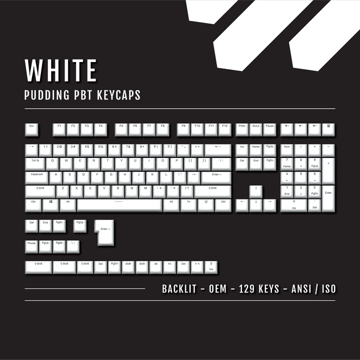 White Backlit PBT Pudding Keycaps Krome Keycaps LTD Pudding Single