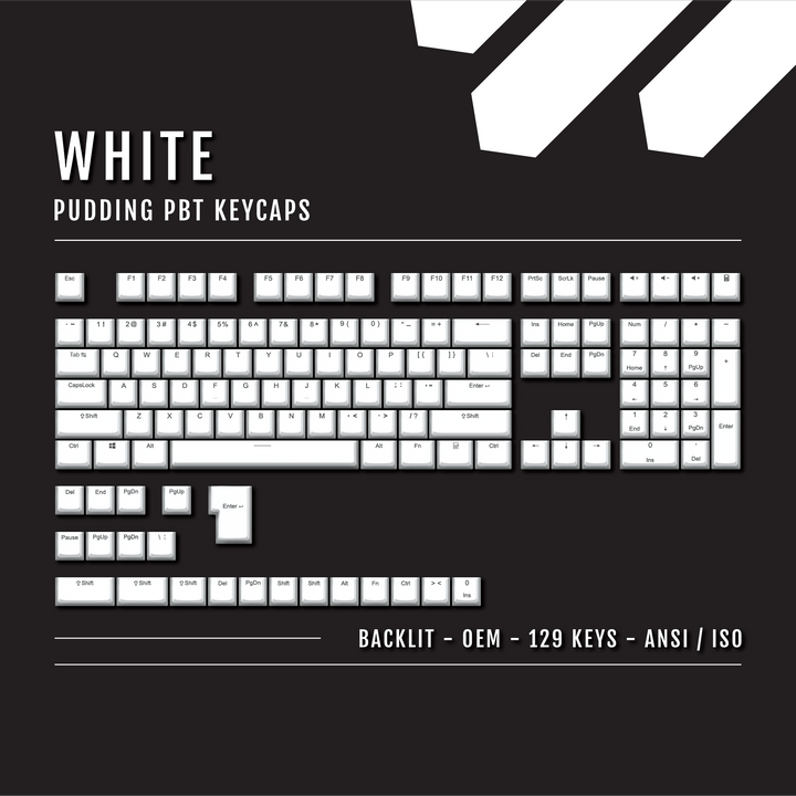 White Backlit PBT Pudding Keycaps