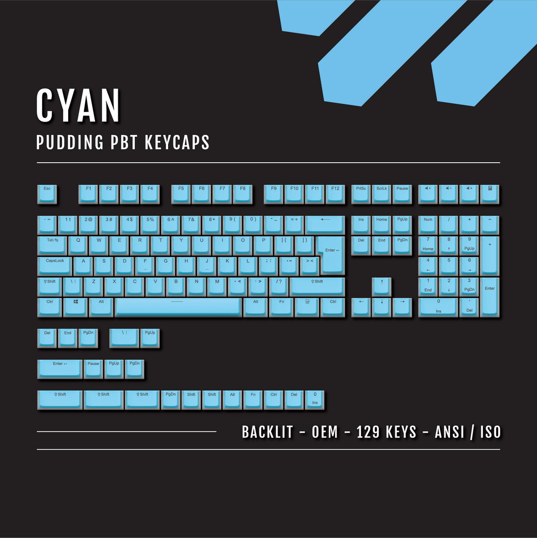 Cyan Backlit PBT Pudding Keycaps Krome Keycaps LTD Pudding Single