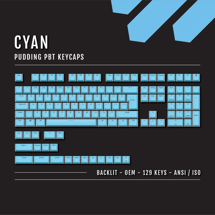 Cyan Backlit PBT Pudding Keycaps Krome Keycaps LTD Pudding Single