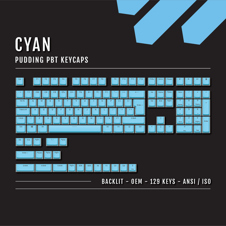 Cyan Backlit PBT Pudding Keycaps