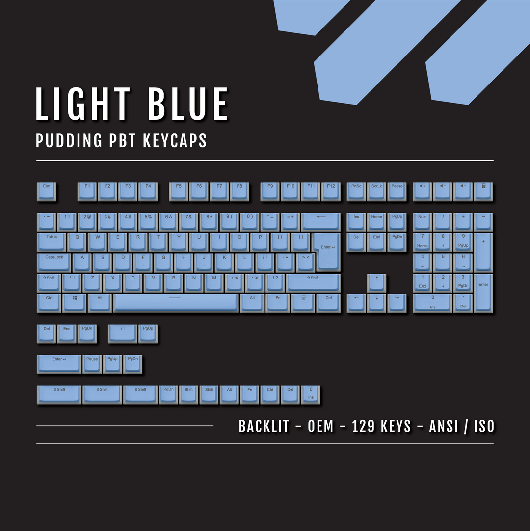 Light Blue Backlit PBT Pudding Keycaps
