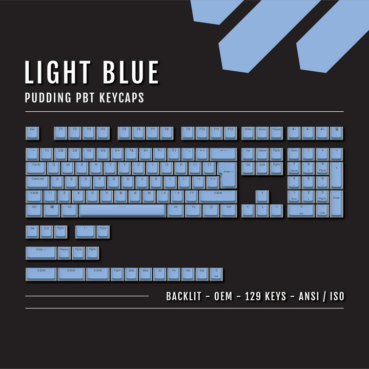 Light Blue Backlit PBT Pudding Keycaps Krome Keycaps LTD Pudding Single