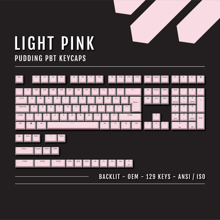 Light Pink Backlit PBT Pudding Keycaps Krome Keycaps LTD Pudding Single