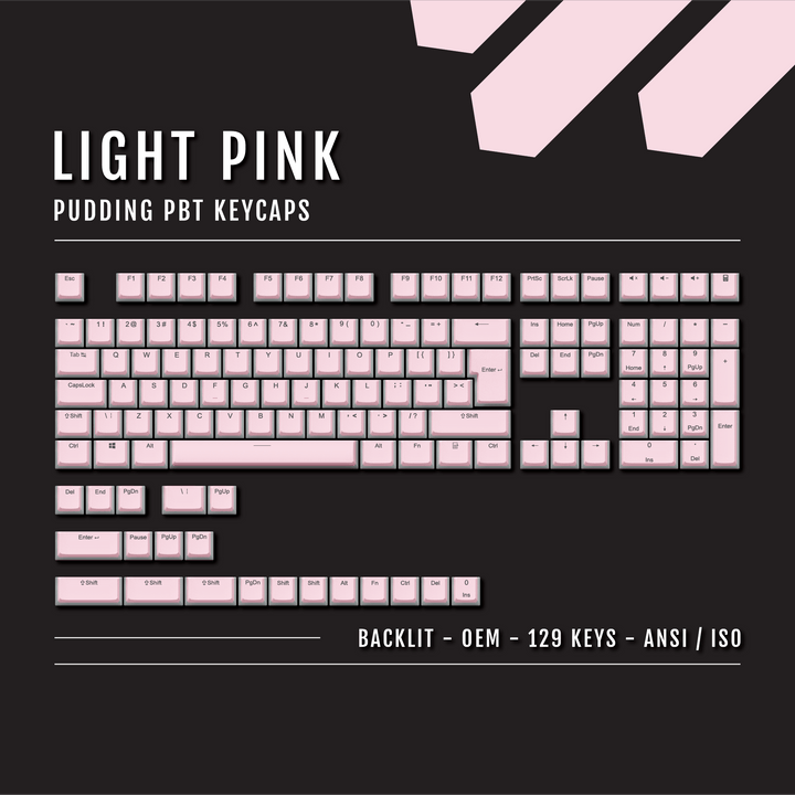 Light Pink Backlit PBT Pudding Keycaps