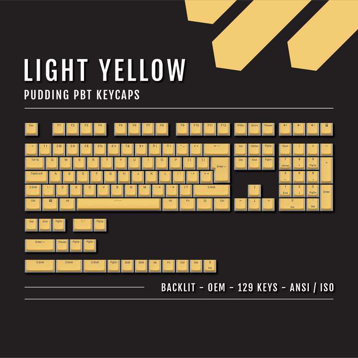 Light Yellow Backlit PBT Pudding Keycaps