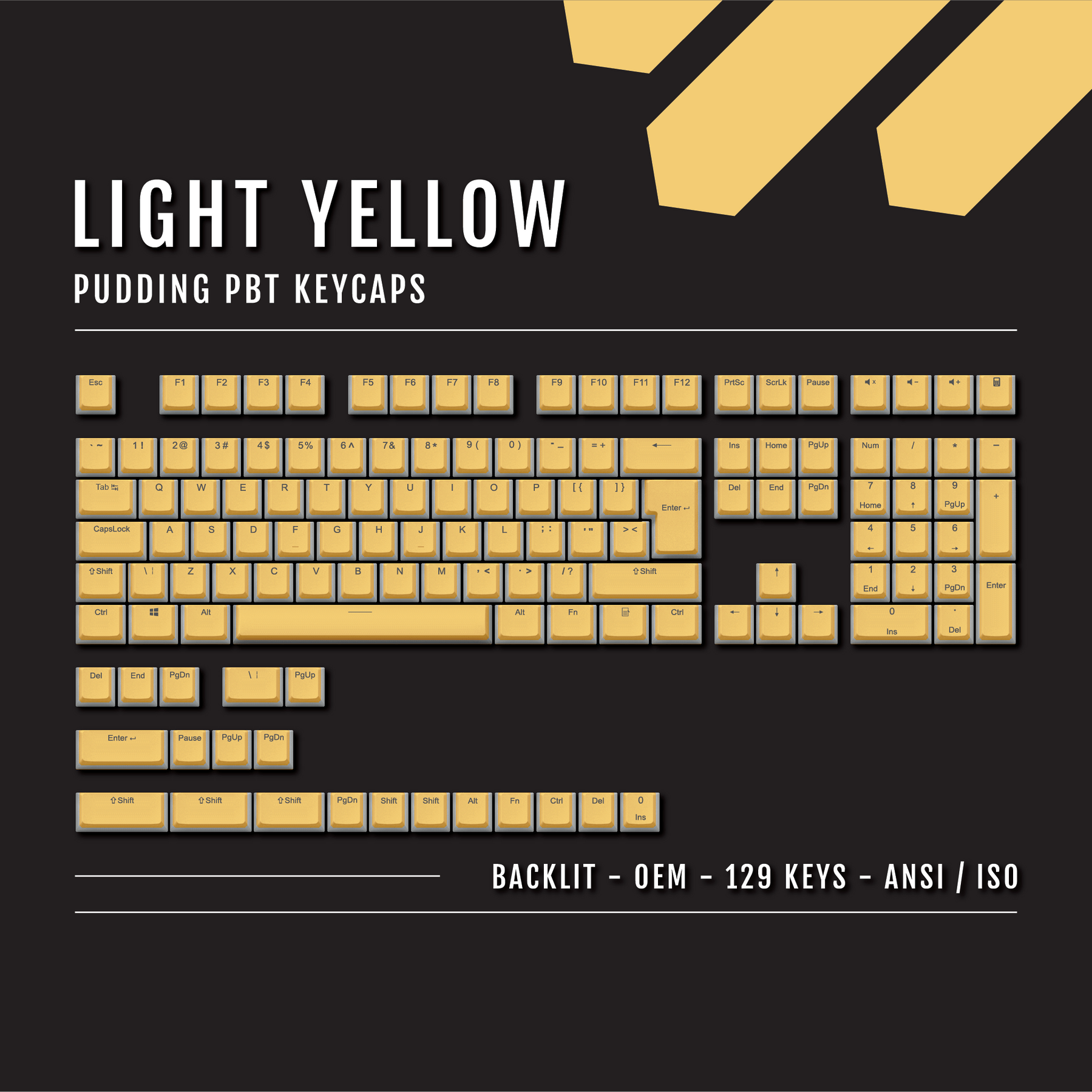 Pudding Keycaops Light Yellow Backlit PBT Pudding Keycaps – Krome Keycaps LTD