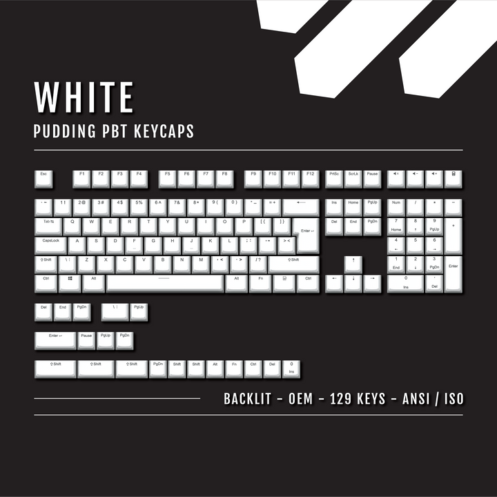 White Backlit PBT Pudding Keycaps