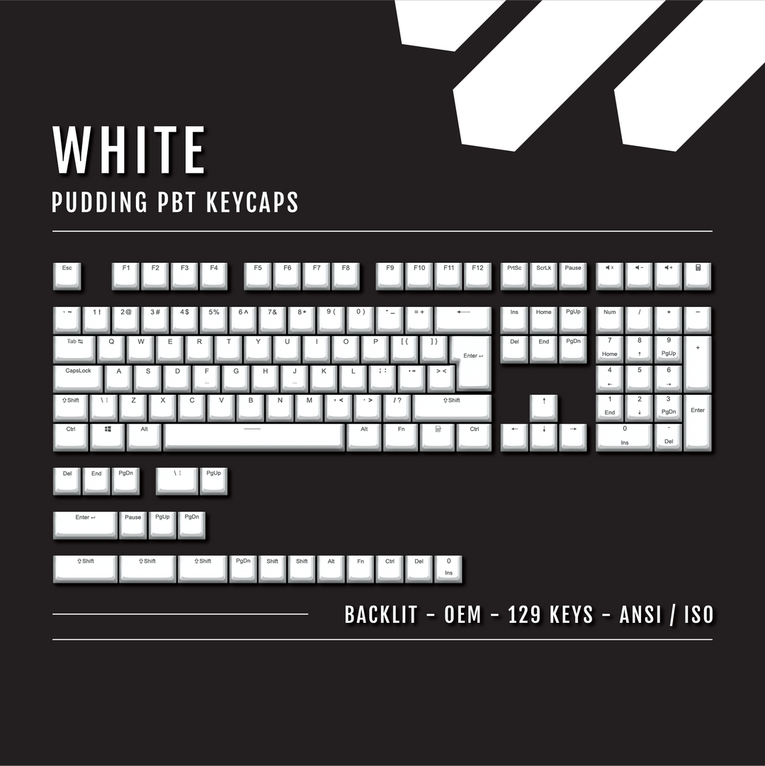 White Backlit PBT Pudding Keycaps Krome Keycaps LTD Pudding Single