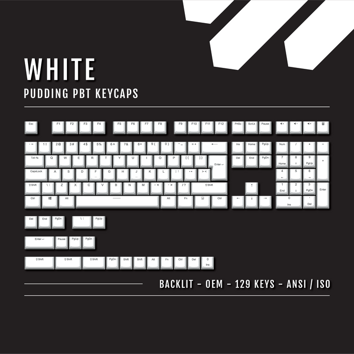 White Backlit PBT Pudding Keycaps Krome Keycaps LTD Pudding Single