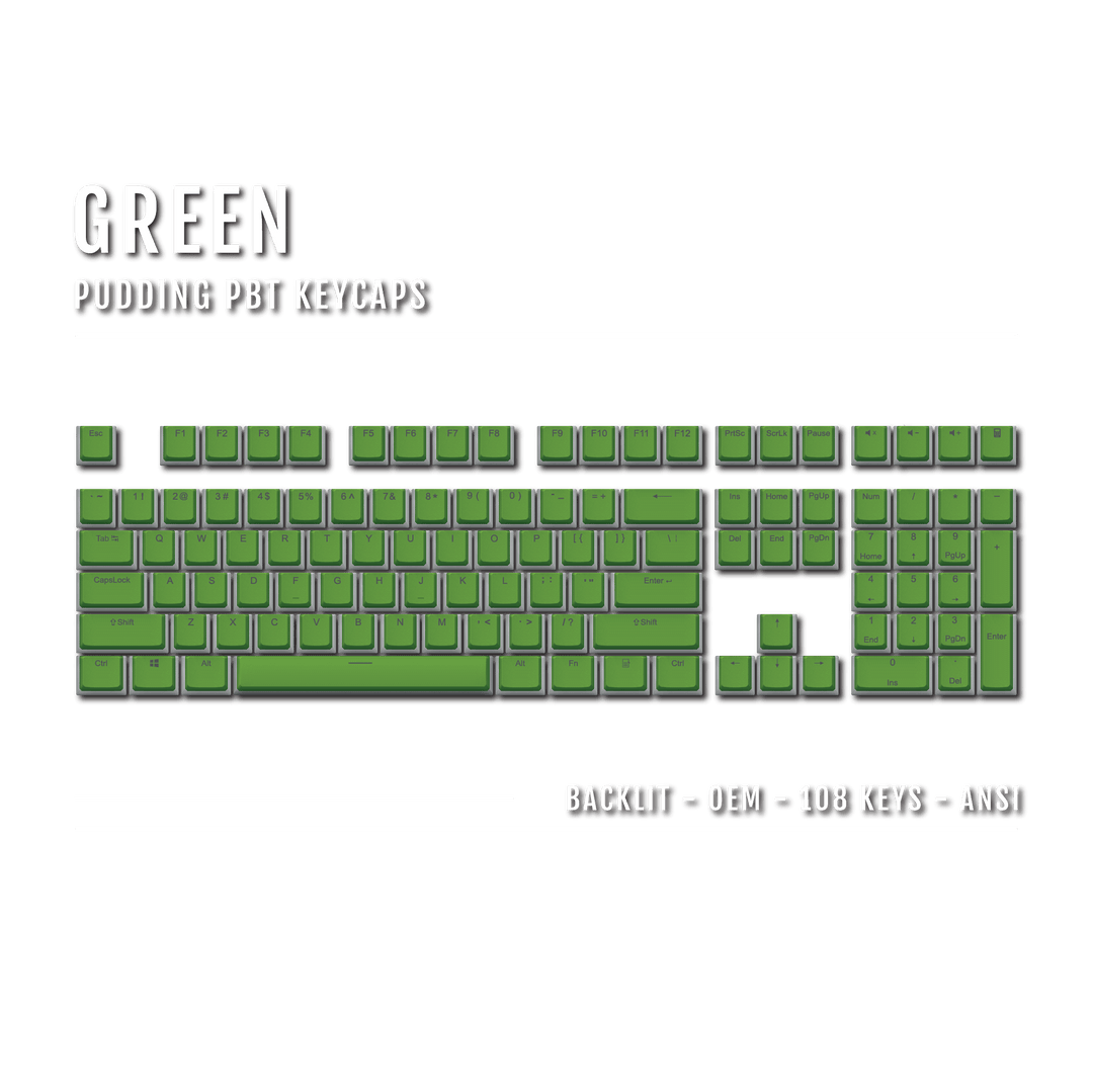 Green Backlit PBT Pudding Keycaps Krome Keycaps LTD Black Keycaps, Pudding Single