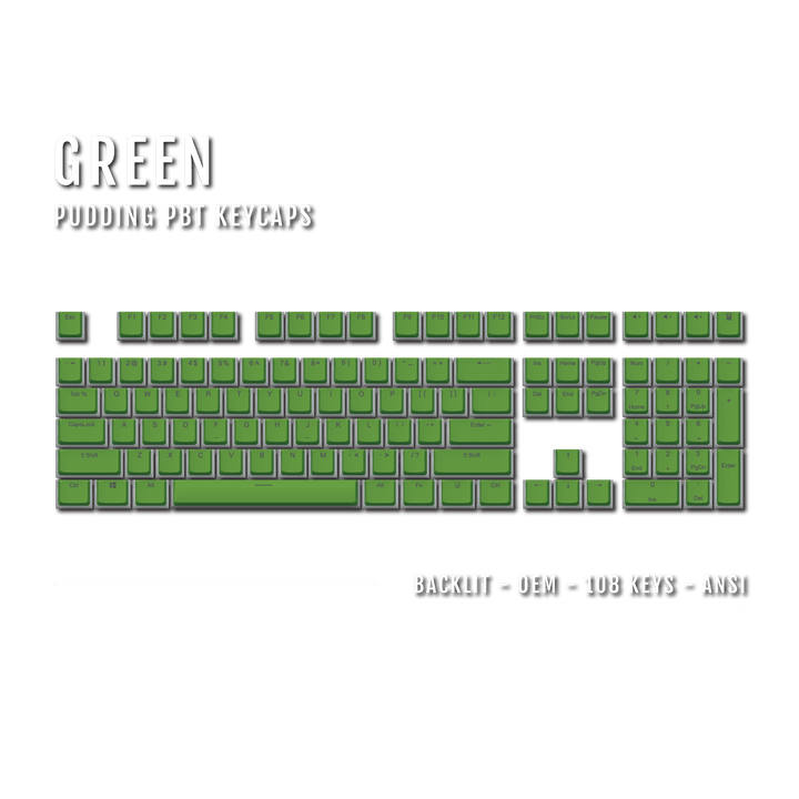 Green Backlit PBT Pudding Keycaps Krome Keycaps LTD Black Keycaps, Pudding Single