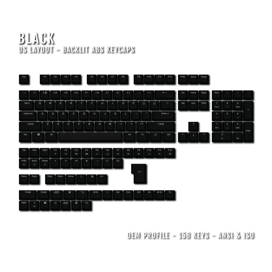 Black UK & US Windows/Mac Backlit ABS Keycaps Krome Keycaps LTD mac & multimedia, Single Colour, UK