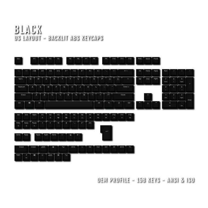Black UK & US Windows/Mac Backlit ABS Keycaps Krome Keycaps LTD mac & multimedia, Single Colour, UK