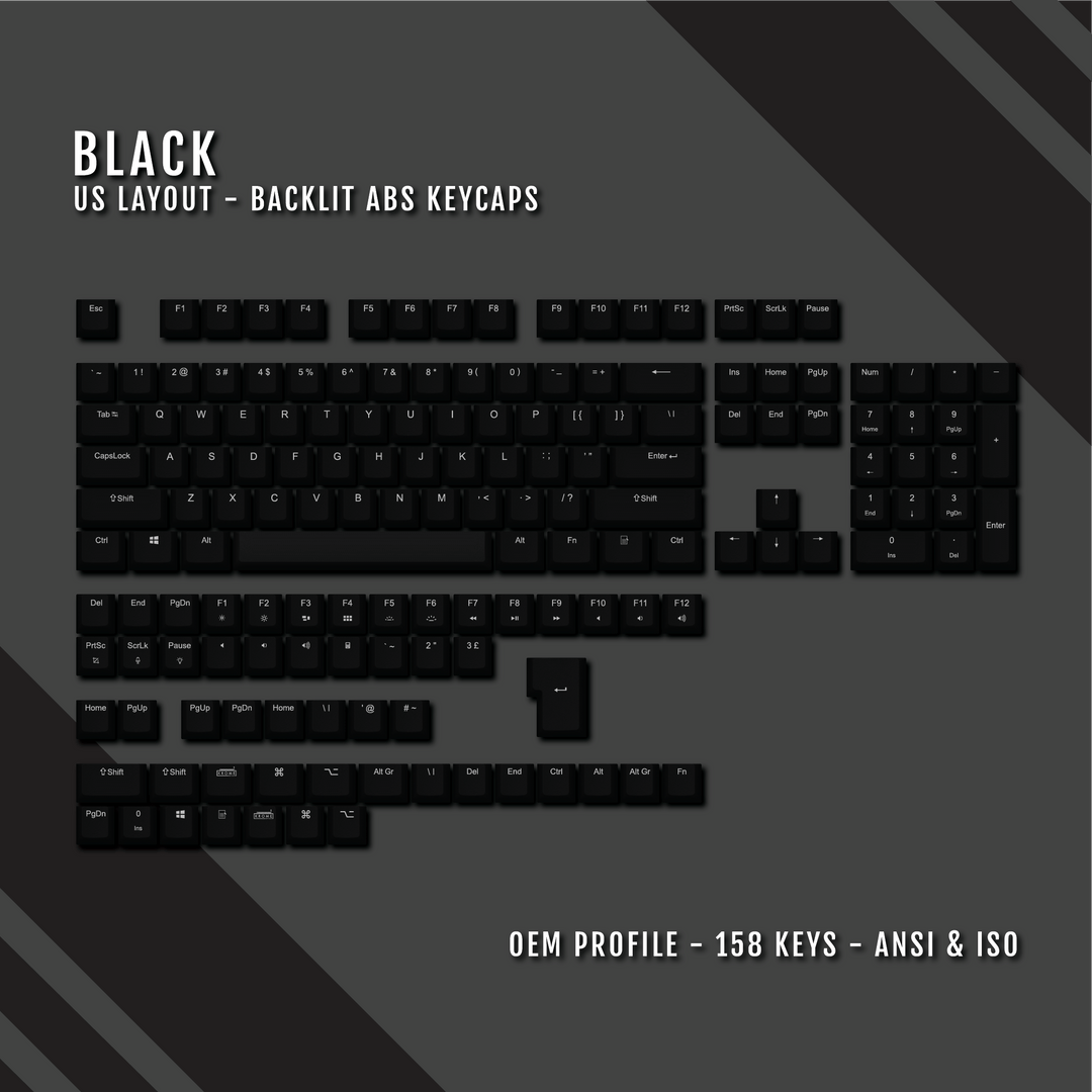 Black UK & US Windows/Mac Backlit ABS Keycaps Krome Keycaps LTD mac & multimedia, Single Colour, UK
