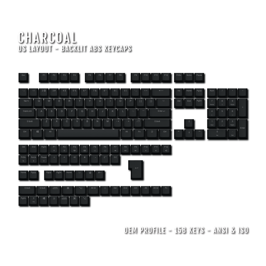 Charcoal UK & US Windows/Mac Backlit ABS Keycaps Krome Keycaps LTD mac & multimedia, Single Colour, UK