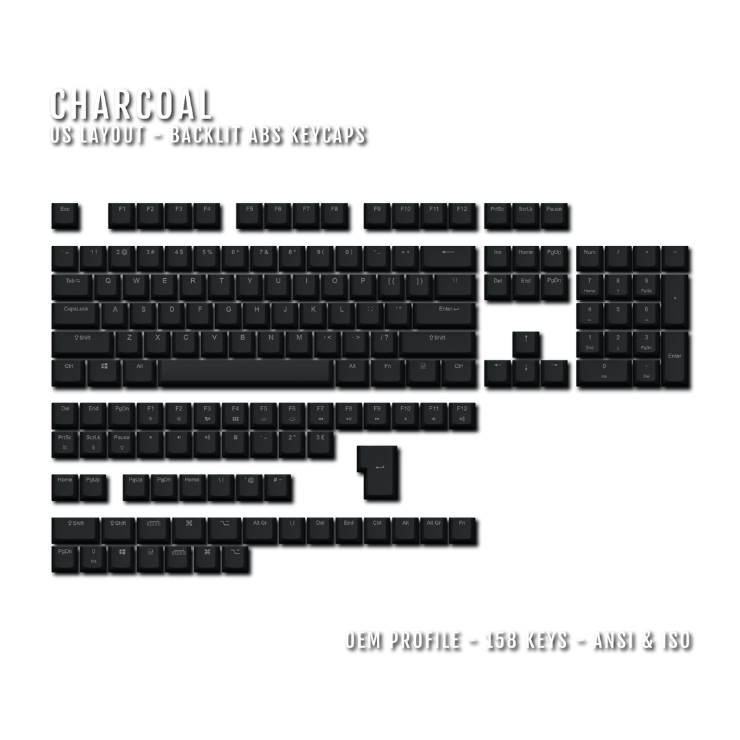 Charcoal UK & US Windows/Mac Backlit ABS Keycaps