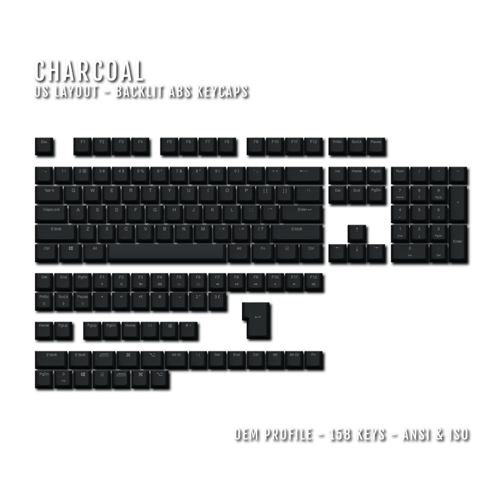 Charcoal UK & US Windows/Mac Backlit ABS Keycaps Krome Keycaps LTD mac & multimedia, Single Colour, UK