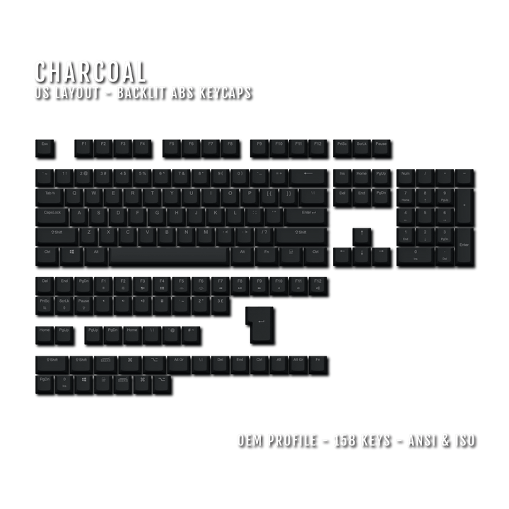 Charcoal UK & US Windows/Mac Backlit ABS Keycaps