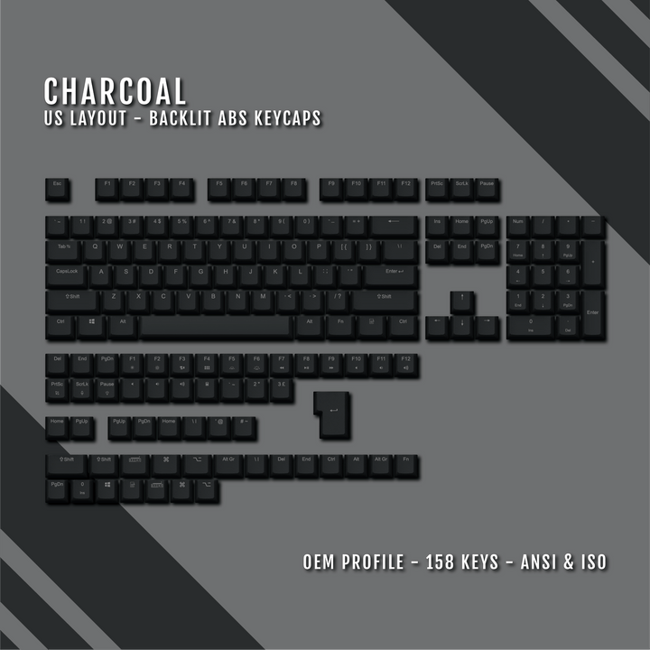 Charcoal UK & US Windows/Mac Backlit ABS Keycaps Krome Keycaps LTD mac & multimedia, Single Colour, UK