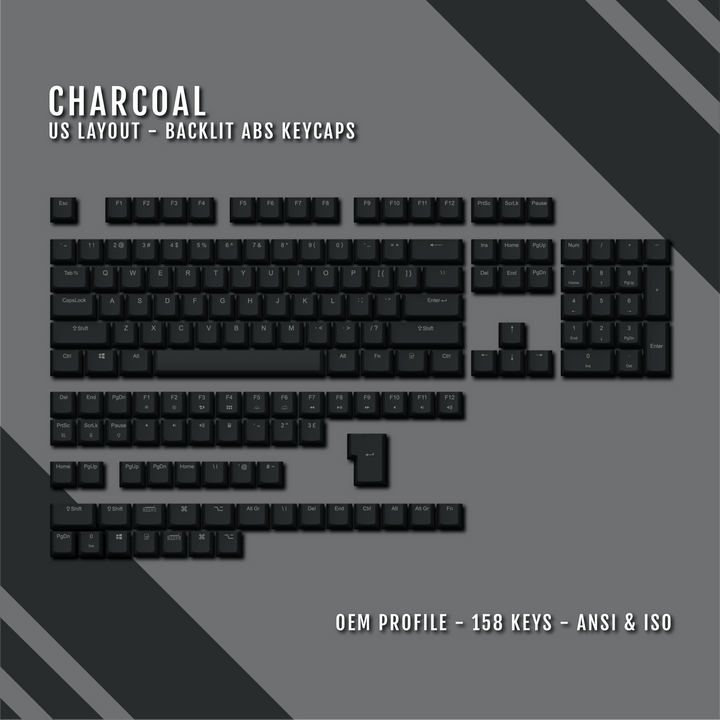 Charcoal UK & US Windows/Mac Backlit ABS Keycaps