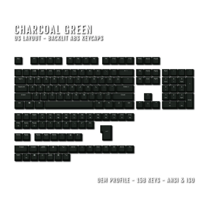 Charcoal Green UK & US Windows/Mac Backlit ABS Keycaps