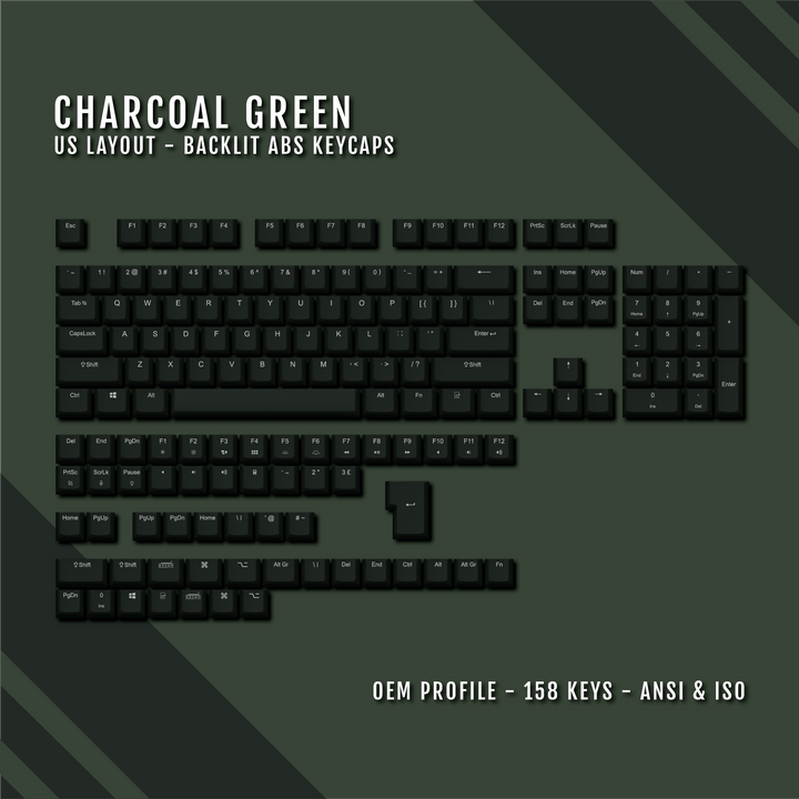 Charcoal Green UK & US Windows/Mac Backlit ABS Keycaps Krome Keycaps LTD mac & multimedia, Single Colour, UK