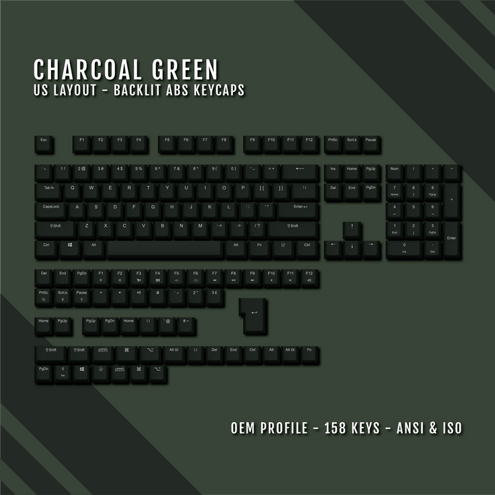 Charcoal Green UK & US Windows/Mac Backlit ABS Keycaps