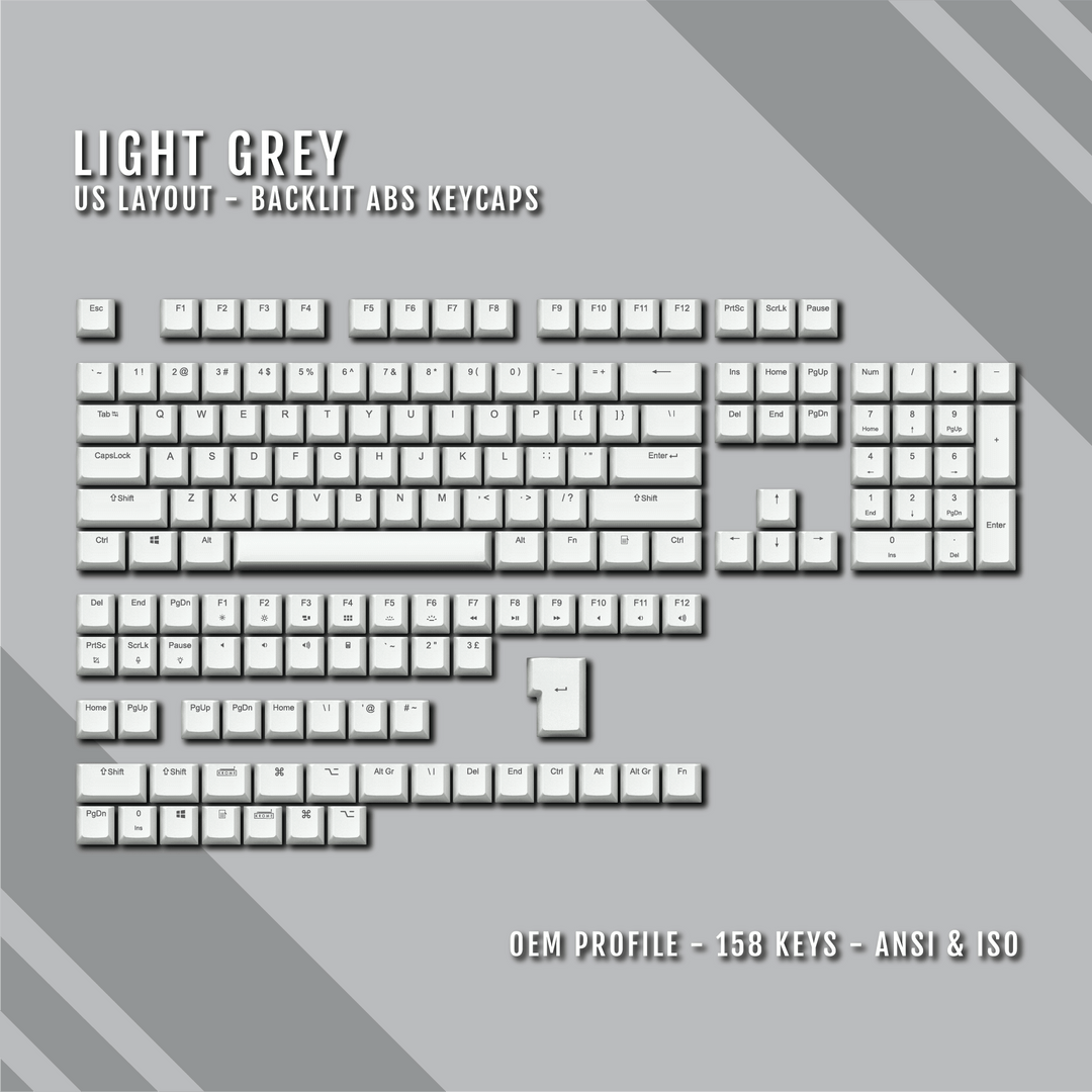 Light Grey UK & US Windows/Mac Backlit ABS Keycaps Krome Keycaps LTD mac & multimedia, Single Colour, UK