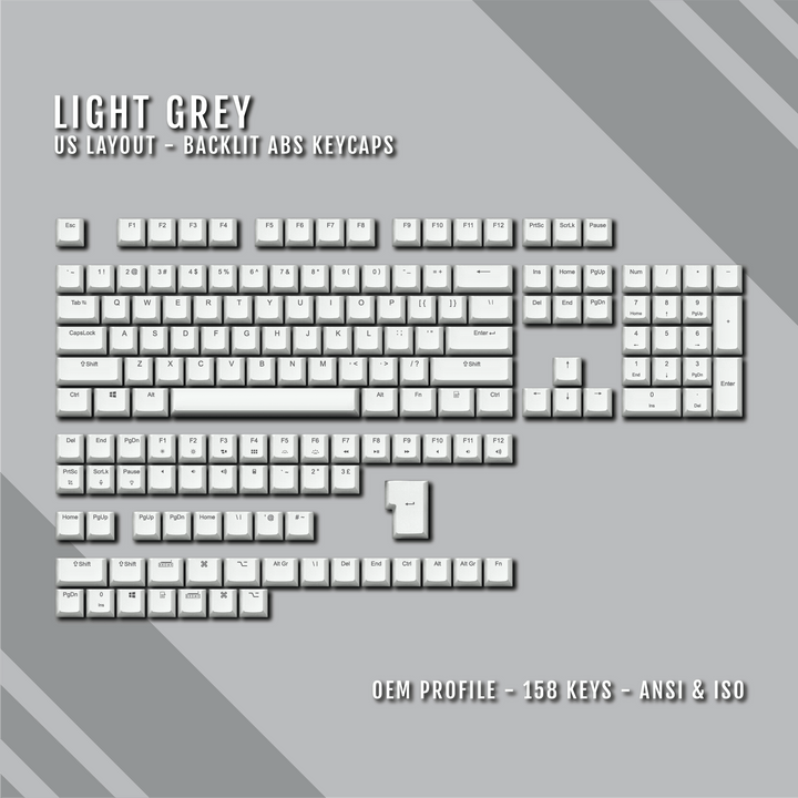 Light Grey UK & US Windows/Mac Backlit ABS Keycaps Krome Keycaps LTD mac & multimedia, Single Colour, UK