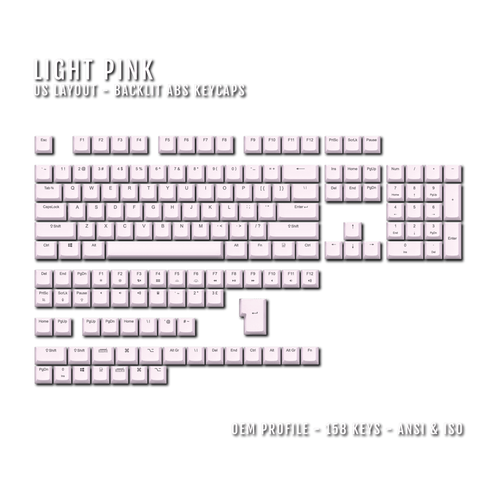 Light Pink UK & US Windows/Mac Backlit ABS Keycaps