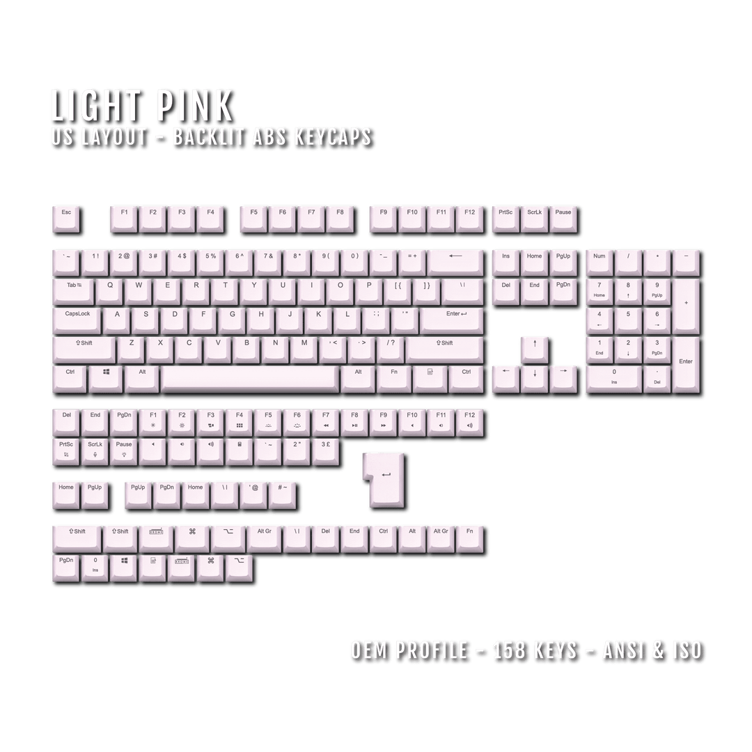 Light Pink UK & US Windows/Mac Backlit ABS Keycaps Krome Keycaps LTD mac & multimedia, Single Colour, UK