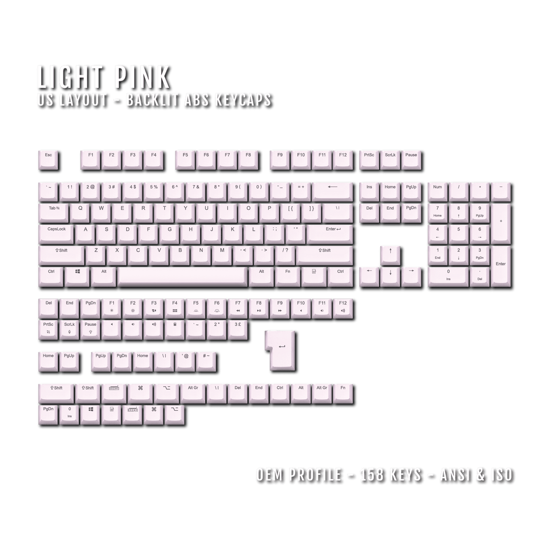 Light Pink UK & US Windows/Mac Backlit ABS Keycaps