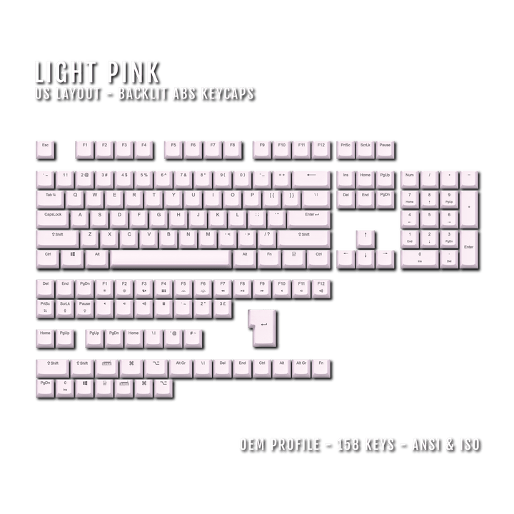 Light Pink UK & US Windows/Mac Backlit ABS Keycaps Krome Keycaps LTD mac & multimedia, Single Colour, UK