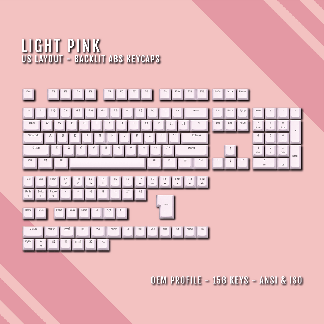Light Pink UK & US Windows/Mac Backlit ABS Keycaps