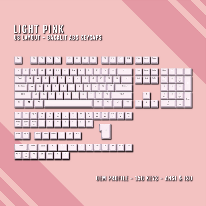 Light Pink UK & US Windows/Mac Backlit ABS Keycaps Krome Keycaps LTD mac & multimedia, Single Colour, UK
